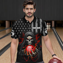 Load image into Gallery viewer, Skull Bowling Shirts Custom Name Bowling Jersey for Men Polo &amp; Quarter Zip Team Bowling Shirts Unisex HNT04