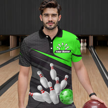 Load image into Gallery viewer, Green Bowling Shirt for Men&amp;Women Team Bowling Jersey Colorful Bowling Polo &amp; 1/4 Zip MBL49