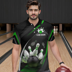 Green Bowling Shirts for Men Women Team Custom Bowling Polo & Quarter Zip Shirt MBL71