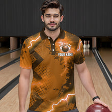 Load image into Gallery viewer, Thunder Lightning Bowling Shirt Orange Bowling Jersey Men Women Team Bowling Shirts MBL64