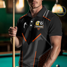 Load image into Gallery viewer, Personalized 8&amp;9 Ball Pool Billiard Polo, 1/4 Zip For Men Custom Team Billiard Jersey|Orange TDM4049