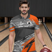 Load image into Gallery viewer, Orange Camo Bowling Shirts for Women Men Custom Team Bowling Polo &amp; 1/4 Zip Shirt MBL61