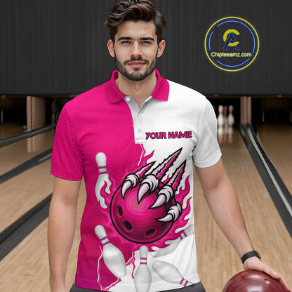 Custom Sharp Claws Bowling Shirt Pink Men Women Team Bowling Flaming Jerseys MBL91