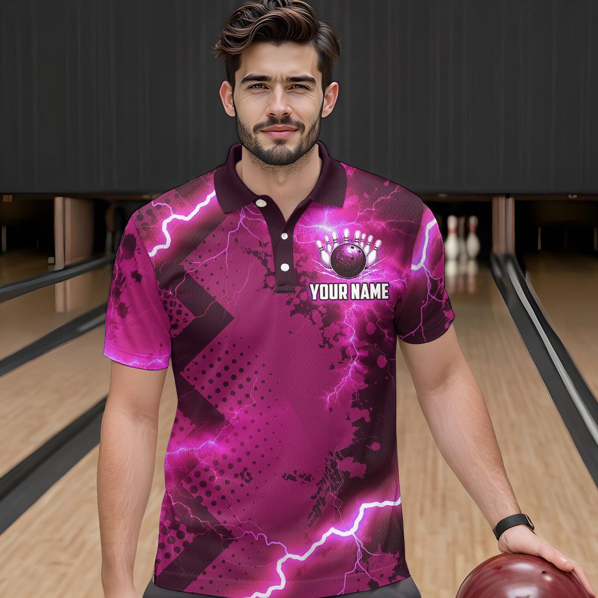 Thunder Lightning Bowling Shirt Pink Bowling Jersey Men Women Team Bowling Shirts MBL64