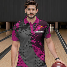 Load image into Gallery viewer, Fire Bowling Shirt Custom Pink Bowling Jersey for Men Women with Team Name MBL63