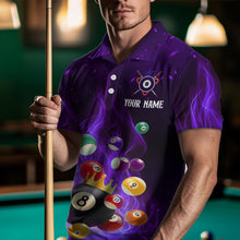 Load image into Gallery viewer, Purple Flaming Billiards Shirt 8 Ball Billiards Shirt Men Polo Shirts &amp; 1/4 Zip NNT08