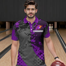 Load image into Gallery viewer, Fire Bowling Shirt Custom Purple Bowling Jersey for Men Women with Team Name MBL63