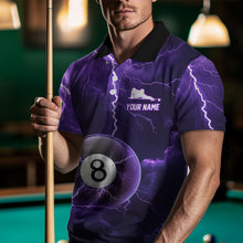 Load image into Gallery viewer, Purple Thunder 8 &amp; 9 Ball Billiards Shirt Men Team Polo &amp; 1/4 Zip Shirts Billiard Jersey NNT17