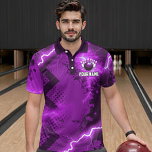 Load image into Gallery viewer, Thunder Lightning Bowling Shirt Purple Bowling Jersey Men Women Team Bowling Shirts MBL64