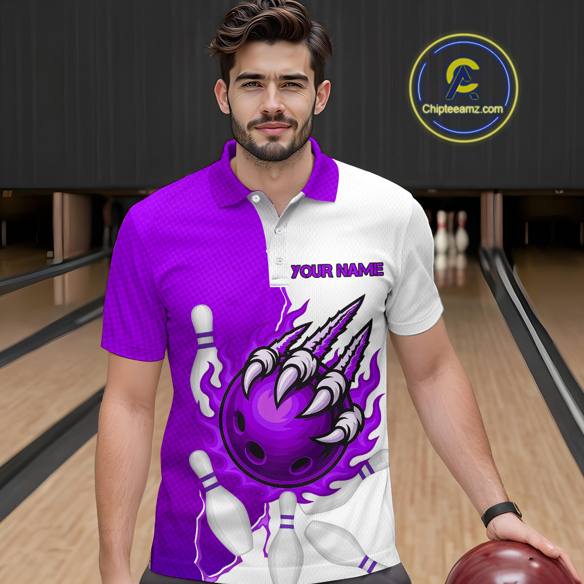 Custom Sharp Claws Bowling Shirt Purple Men Women Team Bowling Flaming Jerseys MBL91