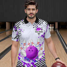 Load image into Gallery viewer, Purple Bowling Shirts Custom Watercolor Bowling Jersey for Men Women with Team Name MBL53