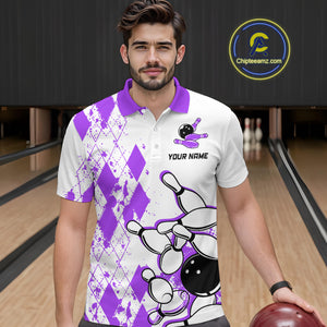 Purple Vintage Bowling Custom Men Bowling Shirt Polo & Quarter-Zip Bowling Team Jerseys HNT68