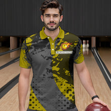 Load image into Gallery viewer, Fire Bowling Shirt Custom Yellow Bowling Jersey for Men Women with Team Name MBL63