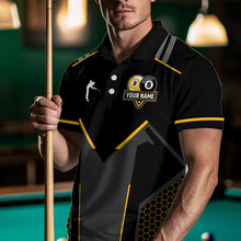 Load image into Gallery viewer, Personalized 8 Ball &amp; 9 Ball Pool Billiard Polo, 1/4 Zip For Men Custom Team Billiard Jersey|Yellow TDM3547