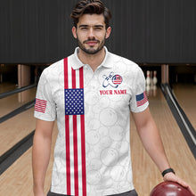 Load image into Gallery viewer, Patriotic Bowling Shirt for Men Women Team Custom White Bowling Polo &amp; 1/4 Zip Shirt MBL23