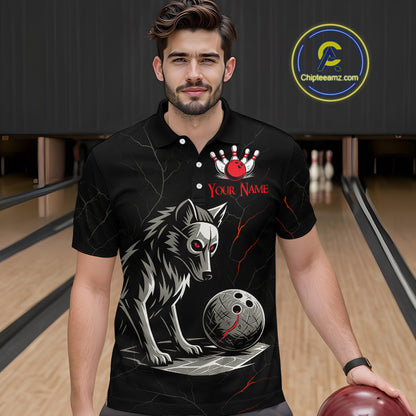 Wolf Bowling Shirt for Men Custom Bowling Team Jersey Black Polo & Quarter-Zip Bowling Unisex QZT700