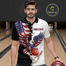 Load image into Gallery viewer, American Eagle Polo Bowling Shirt Custom Black &amp; White Bowling Jersey for Men And Women QZT686