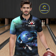 Load image into Gallery viewer, Blue Galaxy Bowling Shirts for Men Women Custom Team Bowling Polo and Quarter Zip MBL123