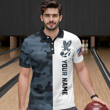 Load image into Gallery viewer, Camouflage Bowling Shirt Custom Eagle Bowling Team Jersey Patriotic Polo Shirt QZT676
