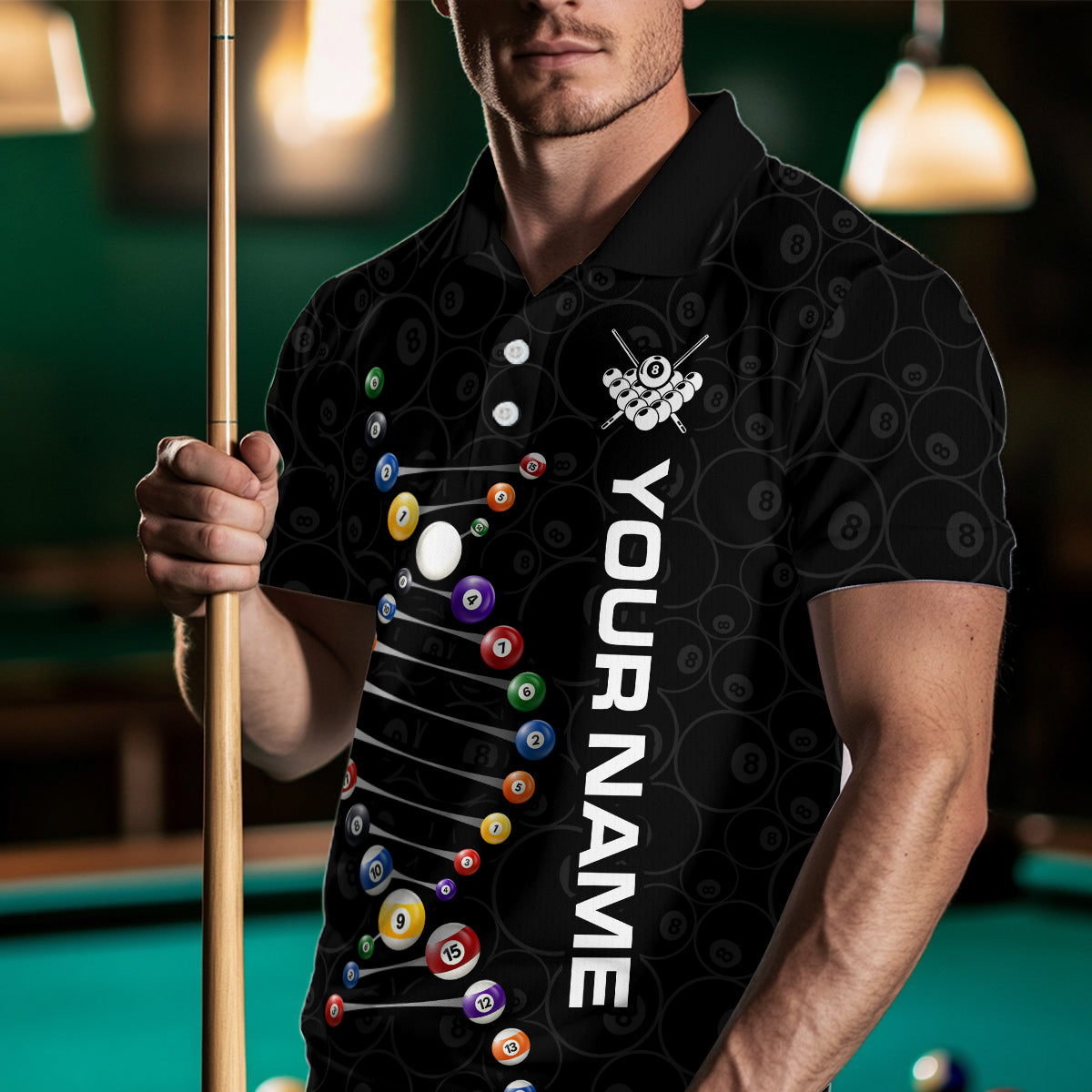 Personalized Billiard Jersey DNA 8 Ball Pool Men Billiard Shirt for Men Team Polo & 1/4 Zip NNT35