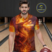 Load image into Gallery viewer, Custom Dragon Bowling Shirt for Men Women Bowling Jersey Flaming Bowling Shirt MBL94