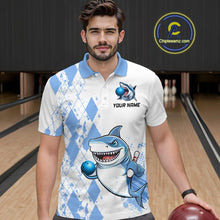 Load image into Gallery viewer, Blue Shark Bowling Custom Men Bowling Shirt Polo &amp; Quarter-Zip Bowling Team Jerseys HNT62