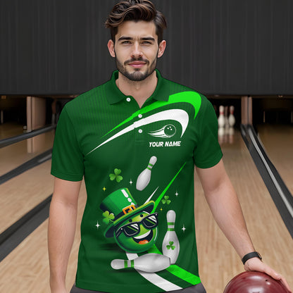 Custom Green St Patrick Day Bowling Shirt Lucky Funny Polo Bowling Jersey QZT623