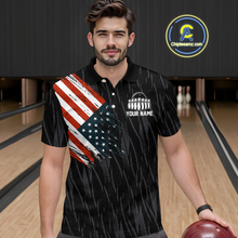Load image into Gallery viewer, Custom American Flag Eagle Bowling Men Polo &amp; 1/4 Zip Shirts Bowling Team Jerseys HNT89