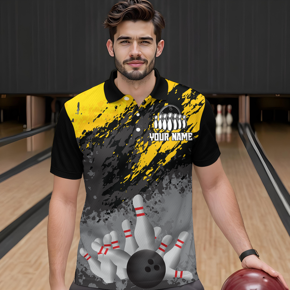 Custom Yellow Bowling Shirt forMen Women Team Bowling Jersey Bowling Polo & 1/4 Zip Shirt MBL40