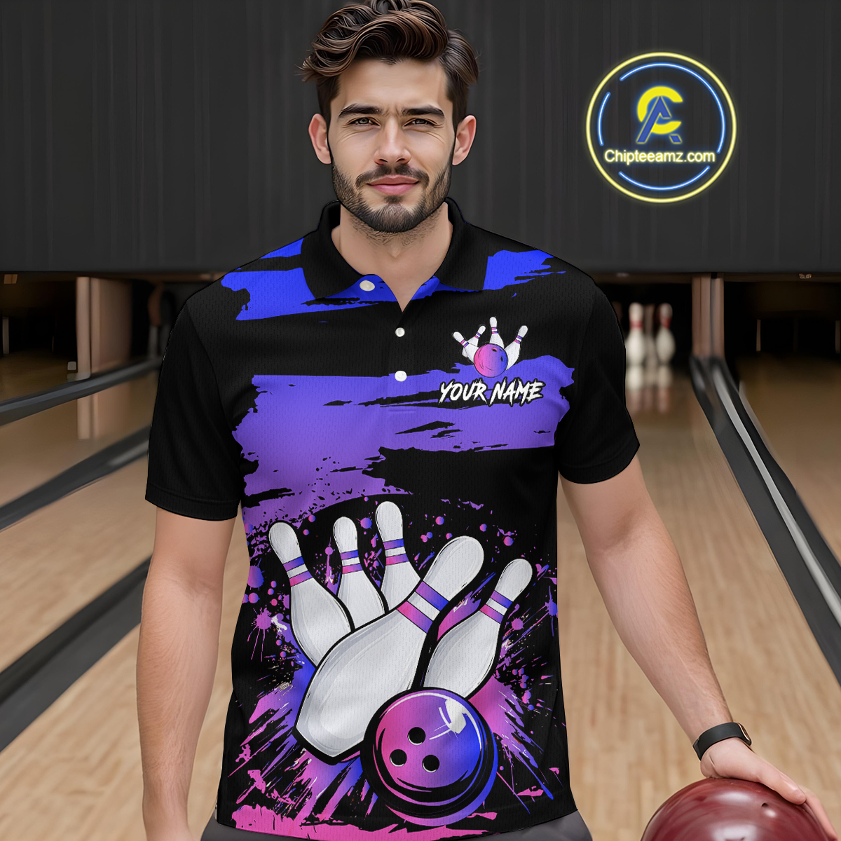 Purple Bowling Shirts Custom for Women Men Team Bowling Polo and 1/4 Zip Shirts MBL116