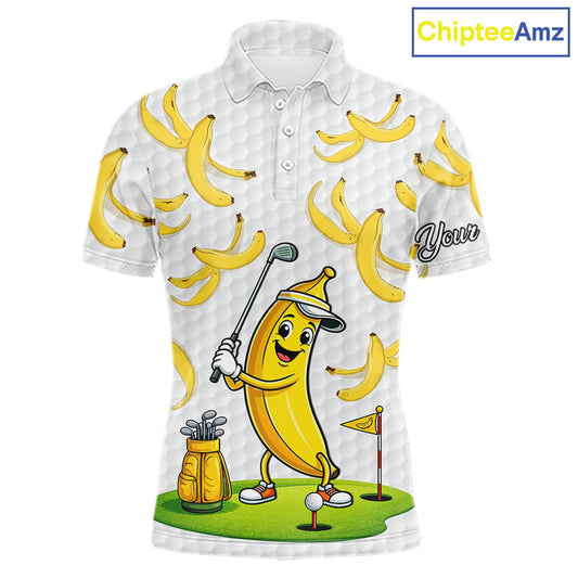 Funny Banana Pattern Golf Men's Polo Shirt, Team Golf Clothes, Golf Gifts NBT610