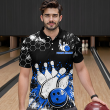 Load image into Gallery viewer, Blue Watercolor Bowling Shirts Men Women Team Custom Bowling Polo &amp; 1/4 Zip Shirt MBL60
