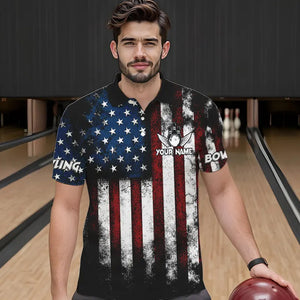 American Flag Bowling Shirts Unisex Custom Polo Bowling Team Jersey For Men & Women BDT479