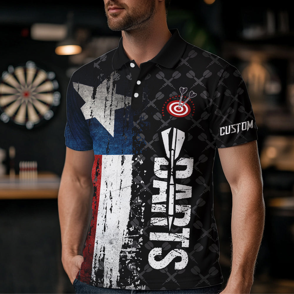 Grunge Vintage Texas Flag Custom Retro Dart Shirts For Men, Pride Team Patriotic Dart Jerseys TDM3692