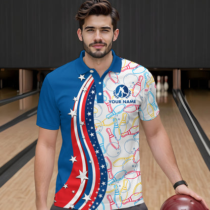 Patriotic Bowling Shirt for Men Women Team Custom Bowling Polo Shirt & 1/4 Zip Shirts MBL22