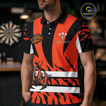 Load image into Gallery viewer, Fierce Tiger &amp; Claws Dartboard Men's Orange Darts Shirt - Custom Name For Players NYN0479