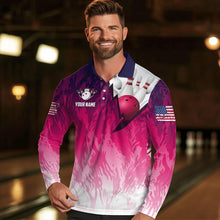 Load image into Gallery viewer, Personalized Pink Bowling Shirts For Men Custom Bowling Polo &amp; Quarter Zip Bowling Team Jerseys TDM3629