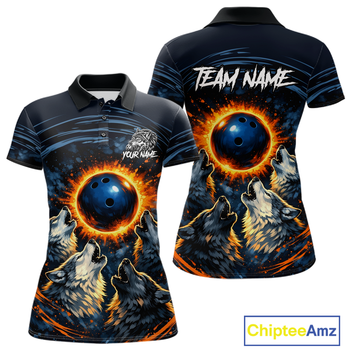 Wolf Bowling Jersey for Women Polo & 1/4 Zip Custom Wolf Bowling Team Shirts Bowling League HNT205