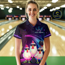 Load image into Gallery viewer, Neon Funny Family Chicken Bowling Team Shirt for Women Bowling League Jersey Outfit Polo &amp; 1/4-Zip QZT761