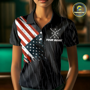 Custom 9 Ball American Flag Eagle Billiard Shirts for Women Billiard Team Shirts Billiard League NNT70
