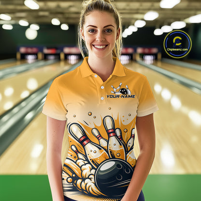 Funny Beer Bowling Jersey for Women Custom Bowling Uniform Polo & 1/4 Zip Team Bowling Shirts HNT118