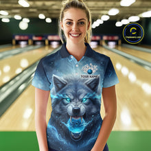 Load image into Gallery viewer, Blue Wolf Bowling Shirts Team Women Men Custom Bowling Jersey Bowl Polo&amp;1/4 Zip MBL239
