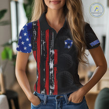 Load image into Gallery viewer, Custom Womens Golf Polo Shirt USA Flag, Golf Family Team Shirt, School Team Golf Shirt, Patriotic Golf Shirt NHT715