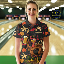 Load image into Gallery viewer, Funny Turkey Bowling Beer Thanksgiving pattern Custom Team bowling outfits for women, bowling gifts NQS10963