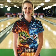 Load image into Gallery viewer, Custom Flame Shark and Alligator Bowling Jersey for Women Bowling Uniform Bowling Team Shirts HNT248