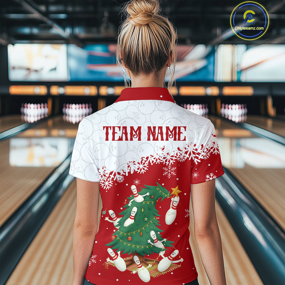 Custom Funny Christmas Bowling Jersey for Women Bowling Team Shirts Polo & 1/4 Zip HNT131
