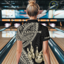 Load image into Gallery viewer, Black and Gold Tribal Pattern Bowling Jersey for Women Bowling Uniform Bowling Team Shirts HNT225