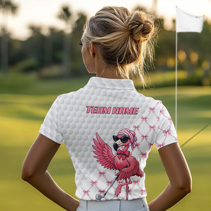 Pink Flamingo Golf Shirt For Women, Funny Pattern Golf Polo Shirt, Ladies Golf Outfit For Team NHT729