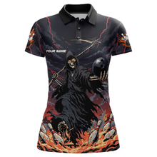 Load image into Gallery viewer, Custom Grim Reaper Flame Bowling Jersey for Women Bowling Team Shirts Polo &amp; 1/4 Zip HNT193