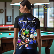 Load image into Gallery viewer, Custom Ball Pool Shirts Blue Billiard Shirt for Women Billiard Team Jersey Billiard League NNT180